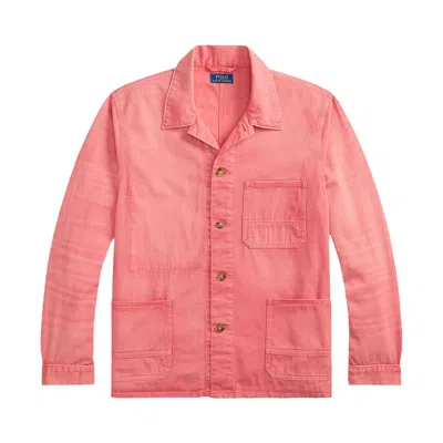 Pre-owned Polo Ralph Lauren Long-sleeve Montauk Chino French Workwear Overshirt 'faded Red' | Men's Size L