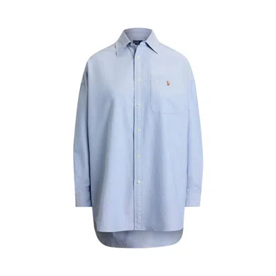 Pre-owned Polo Ralph Lauren Long-sleeve Oxford Collared Sport Shirt 'blue' | Women's Size M