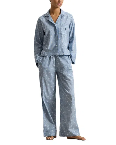 Polo Ralph Lauren Long Sleeve Pajama Set In Blue
