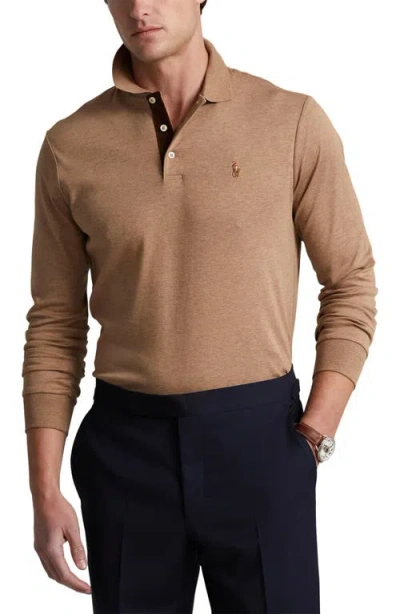 Polo Ralph Lauren Long Sleeve Pima Cotton Polo In Neutral