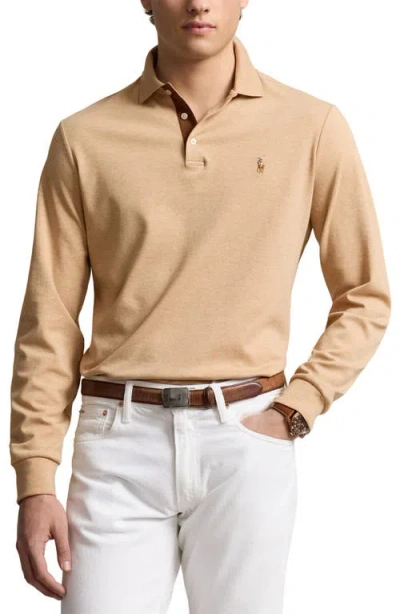 Polo Ralph Lauren Classic Fit Soft Cotton Polo Shirt In Classic Camel Heather