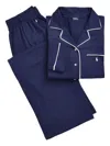 Polo Ralph Lauren Long-sleeve Piped-trim Pajama Set In Black