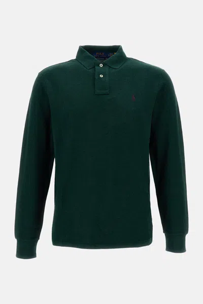 Polo Ralph Lauren Long Sleeve Piqué Polo In Metallic