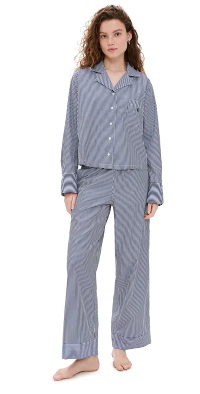 Polo Ralph Lauren Long Sleeve Pj Set White Cloud X Beacon Blue