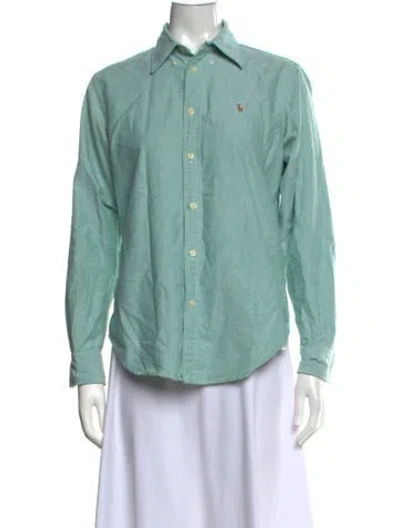 Pre-owned Polo Ralph Lauren Long Sleeve Polo In Blue/green