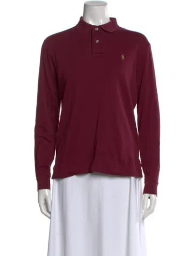 Pre-owned Polo Ralph Lauren Long Sleeve Polo In Burgundy