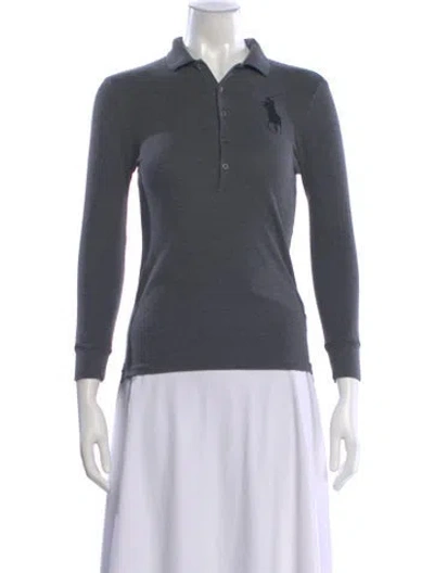 Pre-owned Polo Ralph Lauren Long Sleeve Polo In Gray
