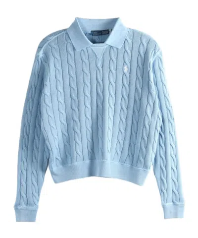 Polo Ralph Lauren Long Sleeve Polo Knit Collar Polo In Blue