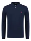 Polo Ralph Lauren Logo Long Sleeve Polo Shirt In Blue