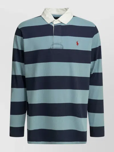 Polo Ralph Lauren Long Sleeve Polo Shirt Button Placket In Blue