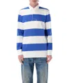 Polo Ralph Lauren Blue Polo Shirt With Pony Embroidery On The Front And All-over Striped Motif In Cotton Man In White