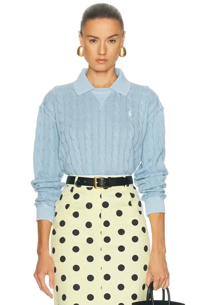 Polo Ralph Lauren Long Sleeve Polo Sweater In Blue