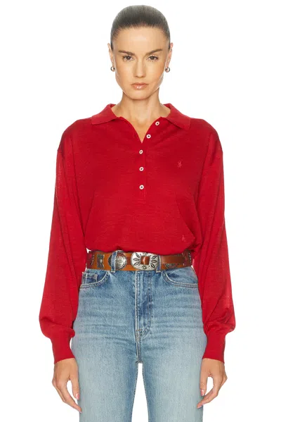 Polo Ralph Lauren Long Sleeve Polo Sweater In Red