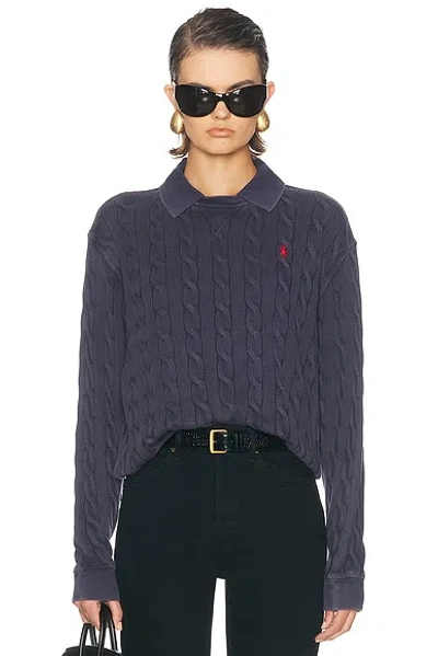 Polo Ralph Lauren Long Sleeve Polo Sweater In Hunter Navy