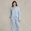 Polo Ralph Lauren Long-sleeve Poplin Pyjama Set In Blue