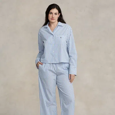 Polo Ralph Lauren Long-sleeve Poplin Pyjama Set In Blue