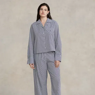 Polo Ralph Lauren Long-sleeve Poplin Pyjama Set In Blue