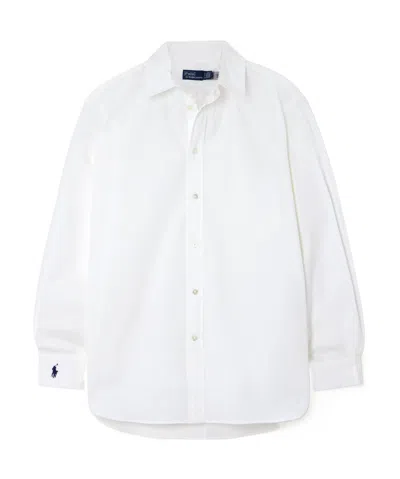 Polo Ralph Lauren Damien Embroidered Cotton-poplin Shirt In White