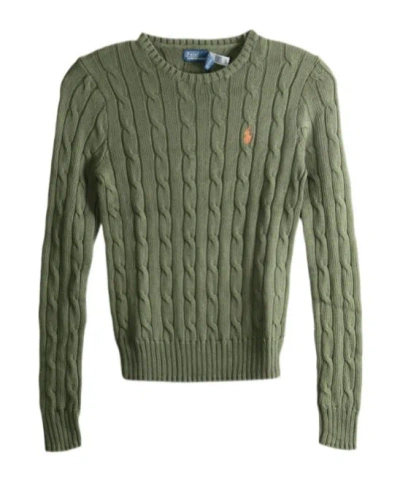 Polo Ralph Lauren Cable-knit Logo-embroidered Sweater In Green