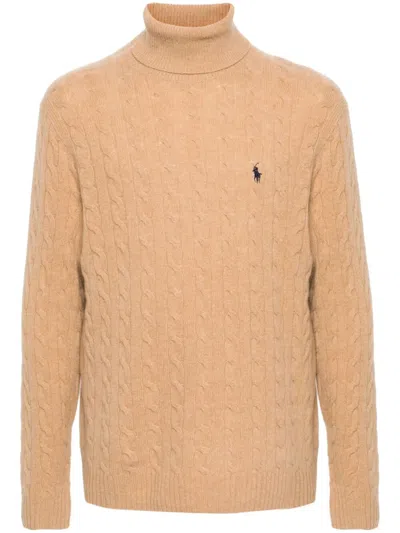 Polo Ralph Lauren Cable-knit Wool And Cashmere-blend Rollneck Sweater In Neutrals