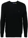 Polo Ralph Lauren Logo-embroidered Cable-knit Jumper In Black