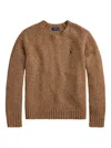 Polo Ralph Lauren Donegal Knit Crewneck Sweater With Textured Pattern In Brown