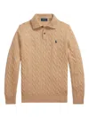 Polo Ralph Lauren Cable-knit Wool And Cashmere-blend Polo Jumper In Multi