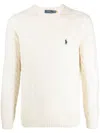 Polo Ralph Lauren Classic Cable-knit Sweater With Ribbed Hem And Embroidered Logo In Neutral