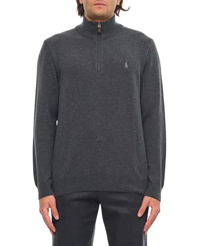 Polo Ralph Lauren Embroidered-logo Zip-up Cardigan In Grey
