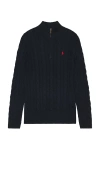 Polo Ralph Lauren Ralph Lauren Huntsman Blue Cotton Cable-knit Sweater In Navy