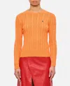 Polo Ralph Lauren Cable Knit Pullover With Ribbed Finish In Orange