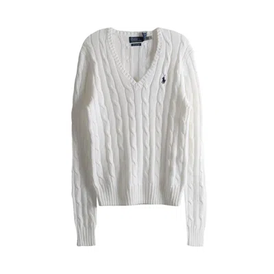 Pre-owned Polo Ralph Lauren Long-sleeve Pullover 'white' | Women's Size M