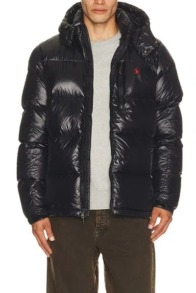 Polo Ralph Lauren Long Sleeve Recycled Polyester Gorham Insulated Bomber Jacket In Black