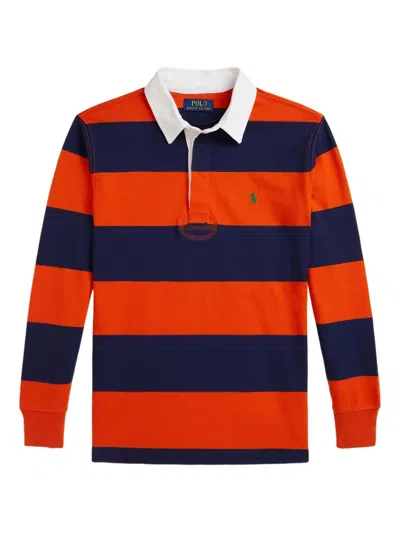 Polo Ralph Lauren Kids' Long-sleeve Rugby Shirt In Orange