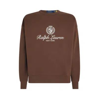 Pre-owned Polo Ralph Lauren Long-sleeve Seasonal Fleece New York Graphic Sweatshirt 'branch Brown' | Men's Siz