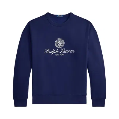Pre-owned Polo Ralph Lauren Long-sleeve Seasonal Fleece New York Graphic Sweatshirt 'newport Navy' | Blue | Me