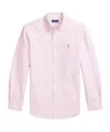 Polo Ralph Lauren Custom Striped Oxford Shirt With Button-down Collar In Pink