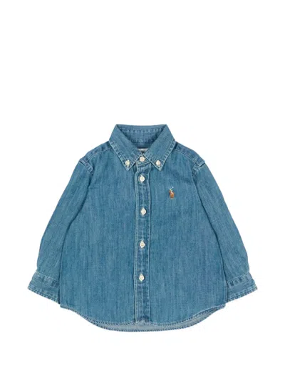 Polo Ralph Lauren Babies' Long Sleeve Shirt In Blue