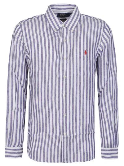 Polo Ralph Lauren Long Sleeve Shirt In Blue/white