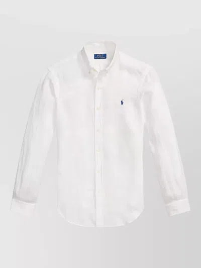 Polo Ralph Lauren Long Sleeve Shirt Button Cuffs Collar In White