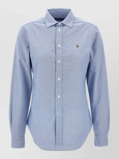 Polo Ralph Lauren Long Sleeve Shirt Collared Neck Top In Blue