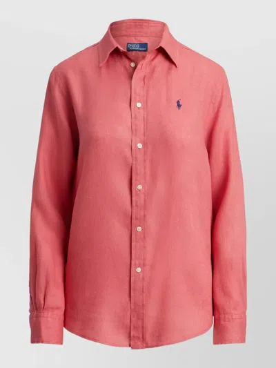 POLO RALPH LAUREN LONG SLEEVE SHIRT CURVED HEM FRONT BUTTONS