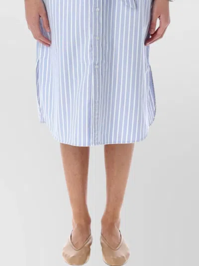 Polo Ralph Lauren Long Sleeve Shirt Dress Stripes Oxford In Blue