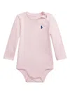 Polo Ralph Lauren Long-sleeve Snap-button Bodysuit In Pink