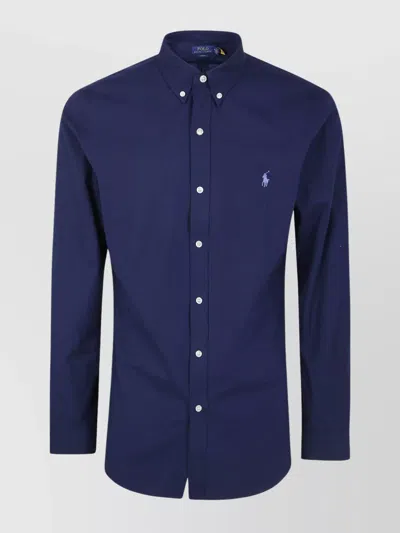 Polo Ralph Lauren Slim Fit Striped Shirt With Button-down Collar In Blue