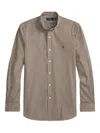 Polo Ralph Lauren Brown And White Striped Cotton Shirt  In Multi