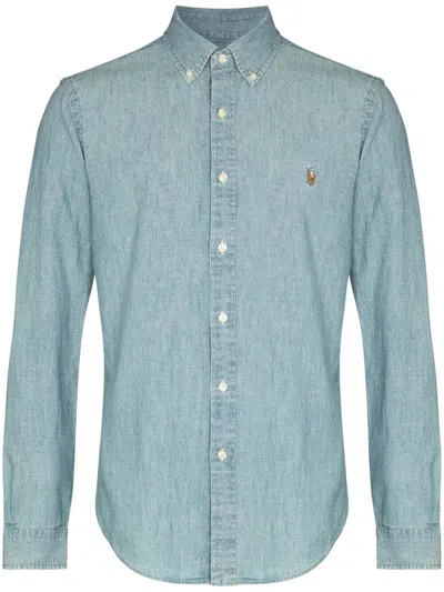 Polo Ralph Lauren Long Sleeve Sport Shirt In Blue