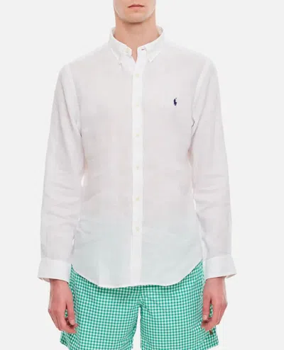 Polo Ralph Lauren Long Sleeve-sport Shirt In Bianco