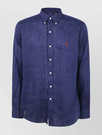 Polo Ralph Lauren Long Sleeve Sport Shirt In Blue