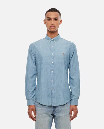 Polo Ralph Lauren Long Sleeve Sport Shirt In Blue